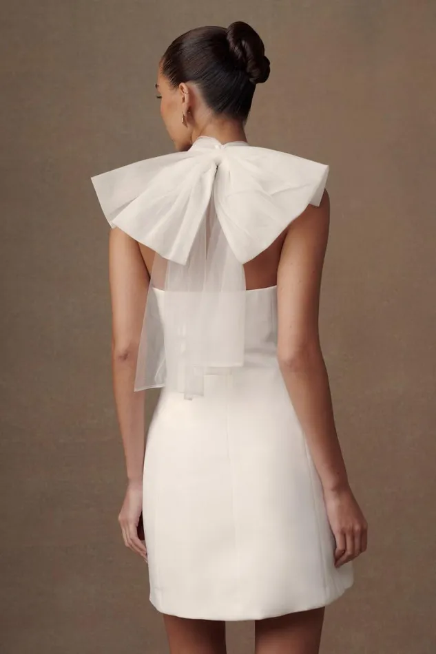 Women Meshki Dresses Maryam Tulle Bow Mini Dress 8211 White