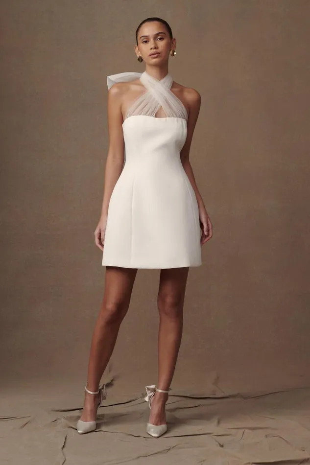 Women Meshki Dresses Maryam Tulle Bow Mini Dress 8211 White