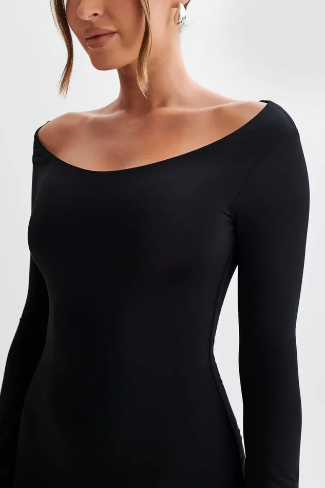 Women Meshki Dresses Millicent Slinky Long Sleeve Maxi Dress 8211 Black
