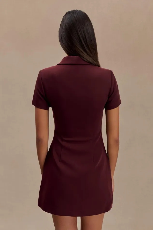 Women Meshki Dresses Paolina Collared Suiting Mini Dress 8211 Plum