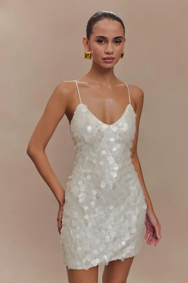 Women Meshki Dresses Romilly Sequin Mini Dress 8211 Ivory