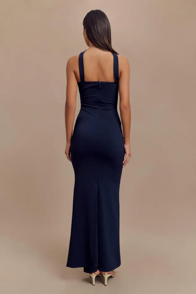 Women Meshki Dresses Velma Halter Collar Maxi Dress 8211 Dark Navy