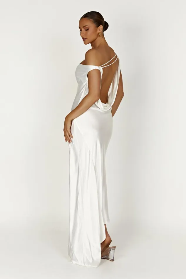 Women Meshki Dresses Yvette Slip Maxi Dress With Asymmetrical Hem 8211 White