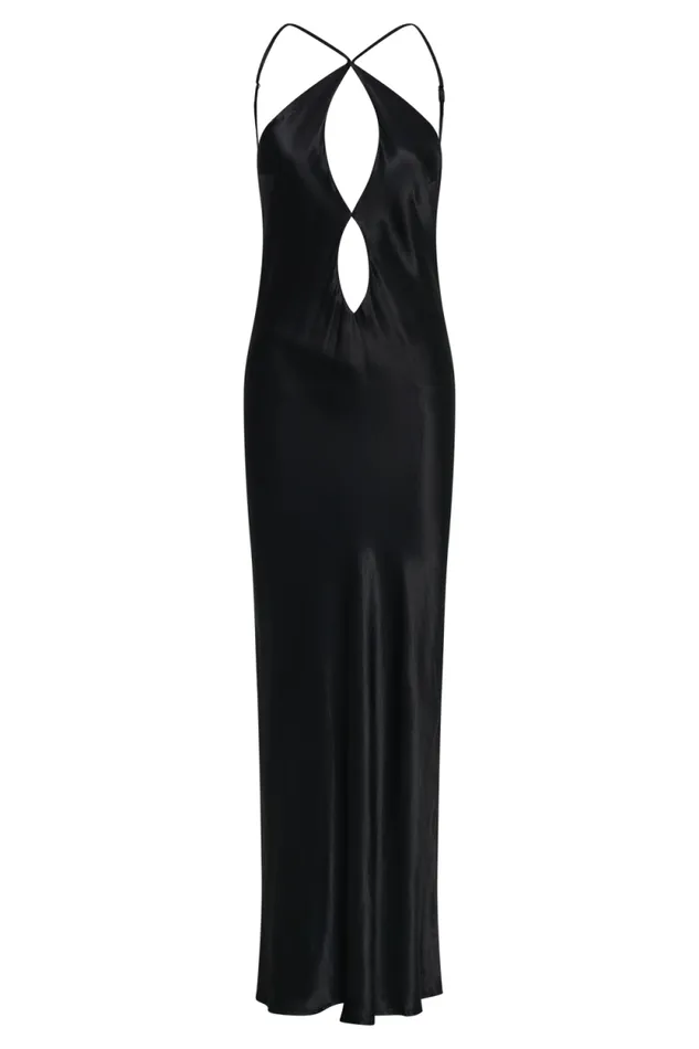 Women Meshki Outerwear Lucia Satin Cut Out Maxi Dress 8211 Black Women Meshki Outerwear Lucia Satin Cut Out Maxi Dress 8211 Black