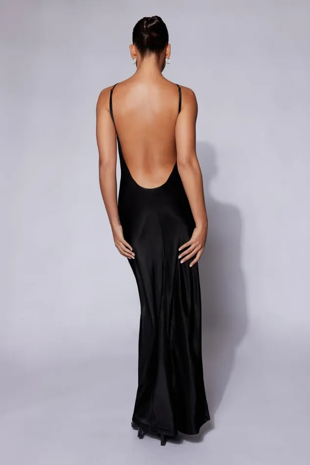 Women Meshki Outerwear Lucia Satin Cut Out Maxi Dress 8211 Black Women Meshki Outerwear Lucia Satin Cut Out Maxi Dress 8211 Black