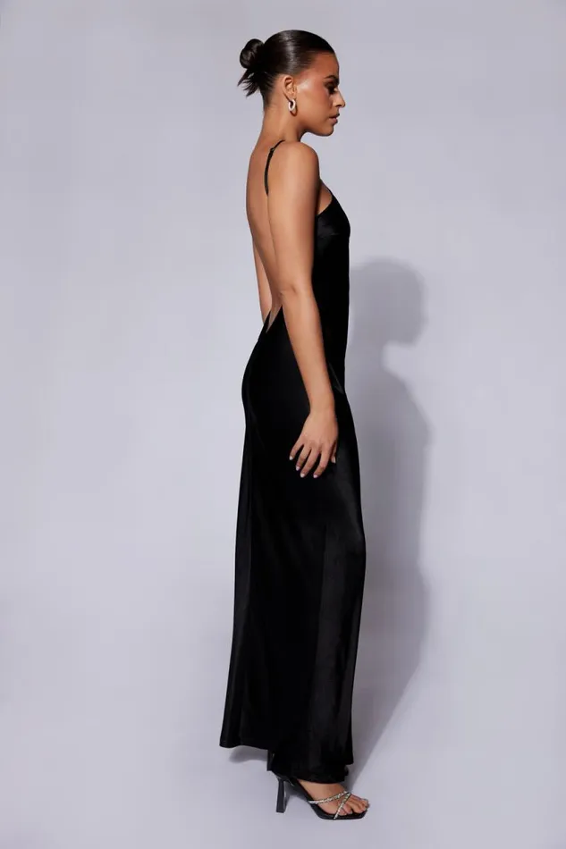 Women Meshki Outerwear Lucia Satin Cut Out Maxi Dress 8211 Black Women Meshki Outerwear Lucia Satin Cut Out Maxi Dress 8211 Black