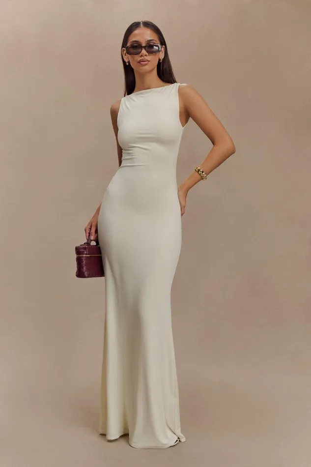 Women Meshki Outerwear Tarna Sleeveless Slinky Maxi Dress 8211 Bone