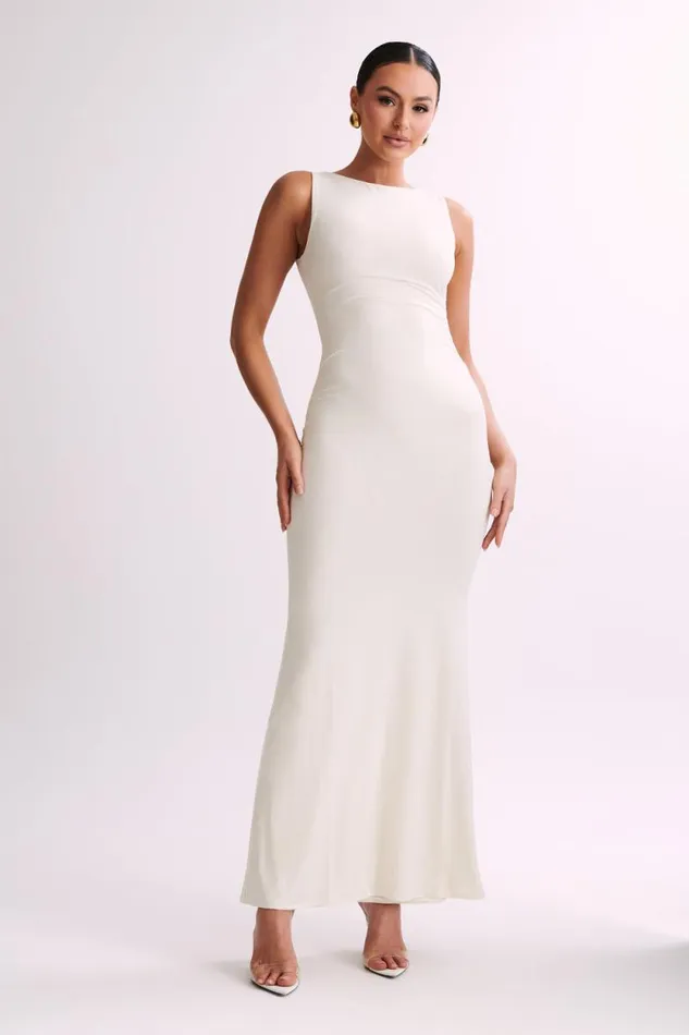 Women Meshki Outerwear Tarna Sleeveless Slinky Maxi Dress 8211 Bone