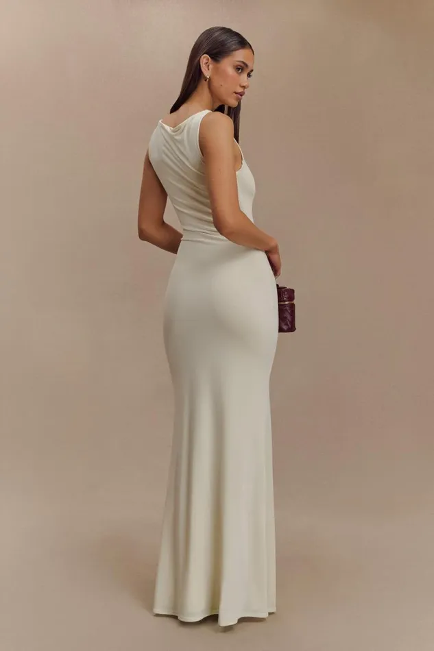 Women Meshki Outerwear Tarna Sleeveless Slinky Maxi Dress 8211 Bone