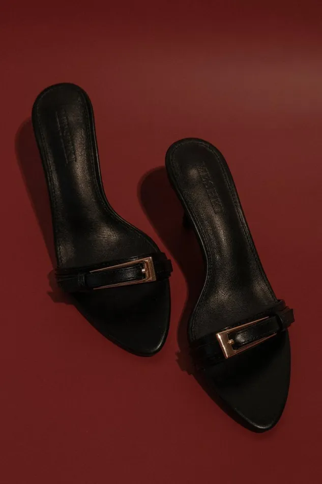 Women Meshki Shoes Marieanne Buckle High Heel 8211 Black