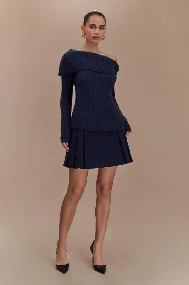Women Meshki Tops Alicia Off Shoulder Knit Top 8211 Dark Navy