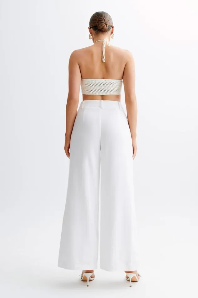 Women Meshki Tops Bailey Floral Crochet Halter Top 8211 Ivory