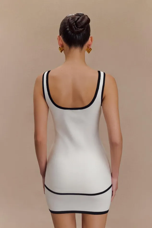 Women Meshki Tops Becky Contrast Knit Top 8211 Ivory and Black