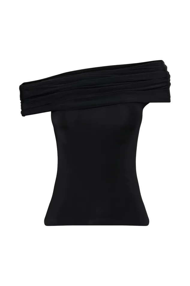 Women Meshki Tops Cassandra Off Shoulder Slinky Top 8211 Black