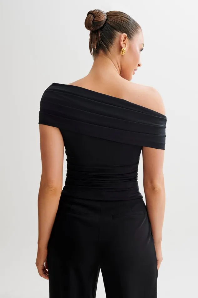 Women Meshki Tops Cassandra Off Shoulder Slinky Top 8211 Black