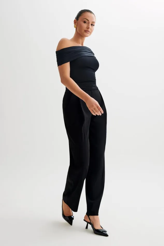 Women Meshki Tops Cassandra Off Shoulder Slinky Top 8211 Black
