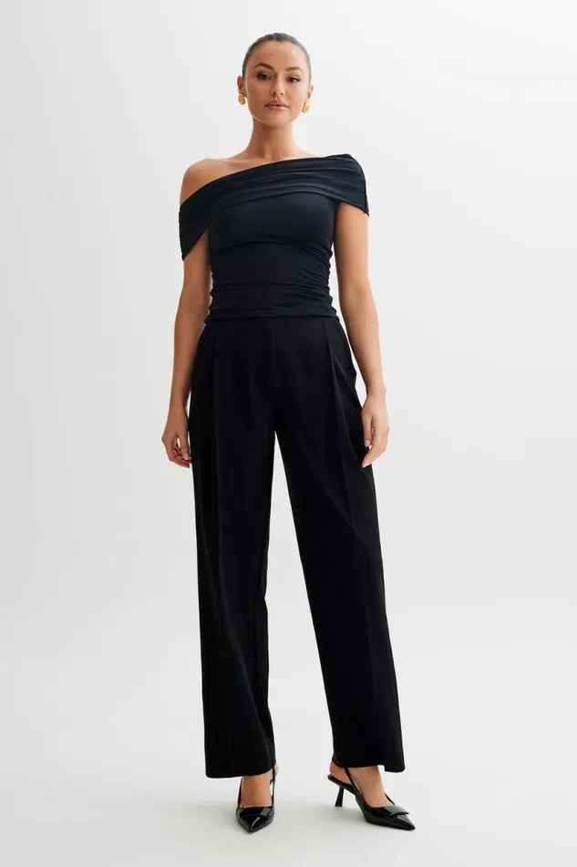 Women Meshki Tops Cassandra Off Shoulder Slinky Top 8211 Black