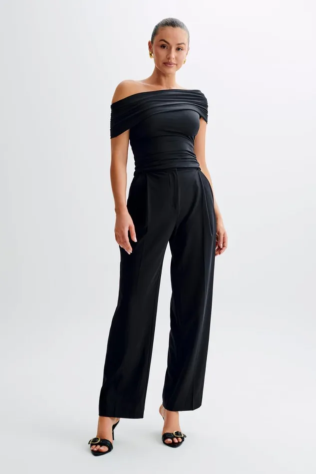 Women Meshki Tops Cassandra Off Shoulder Slinky Top 8211 Black