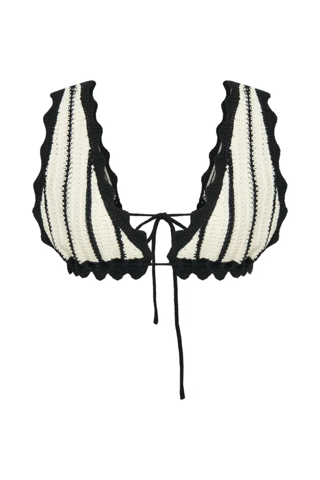 Women Meshki Tops Jadia Contrast Crochet Bralette 8211 BlackWhite