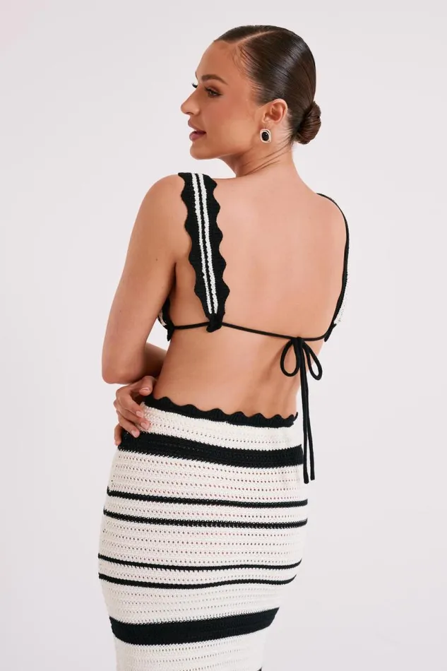 Women Meshki Tops Jadia Contrast Crochet Bralette 8211 BlackWhite