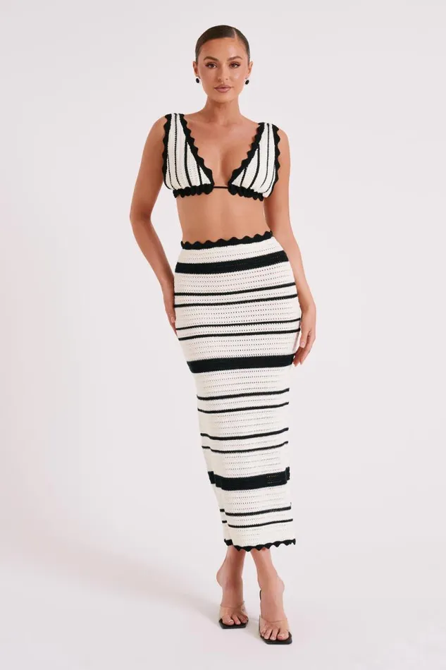 Women Meshki Tops Jadia Contrast Crochet Bralette 8211 BlackWhite
