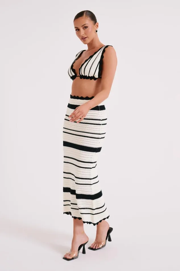Women Meshki Tops Jadia Contrast Crochet Bralette 8211 BlackWhite