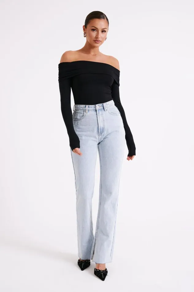 Women Meshki Tops Lucinda Recycled Nylon Off Shoulder Top 8211 Black