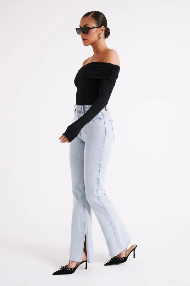 Women Meshki Tops Lucinda Recycled Nylon Off Shoulder Top 8211 Black