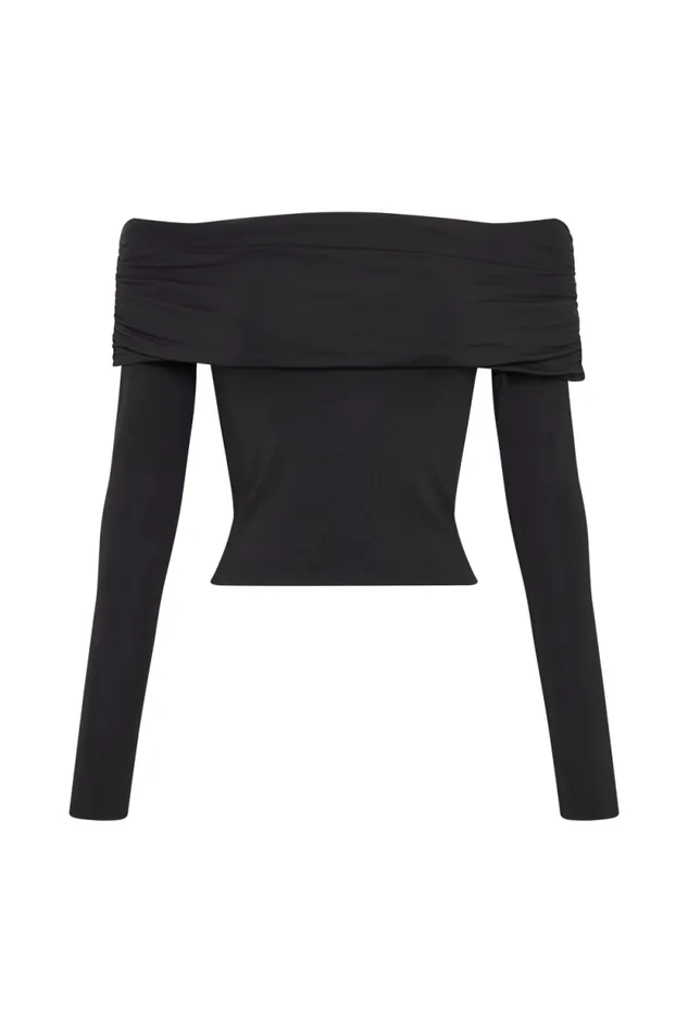 Women Meshki Tops Lucinda Recycled Nylon Off Shoulder Top 8211 Black