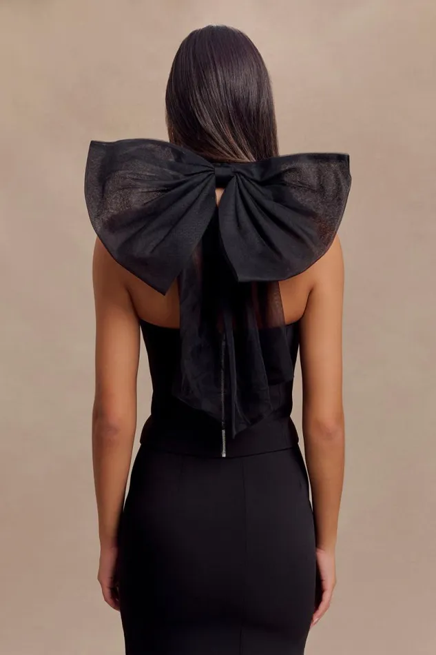 Women Meshki Tops Maryam Tulle Bow Top 8211 Black