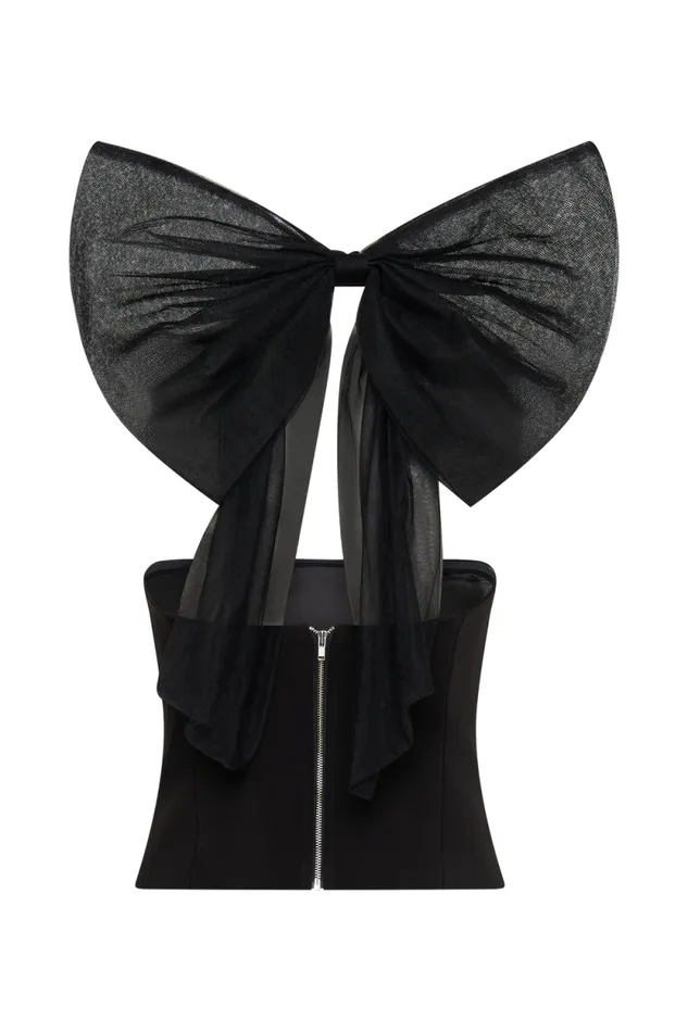 Women Meshki Tops Maryam Tulle Bow Top 8211 Black