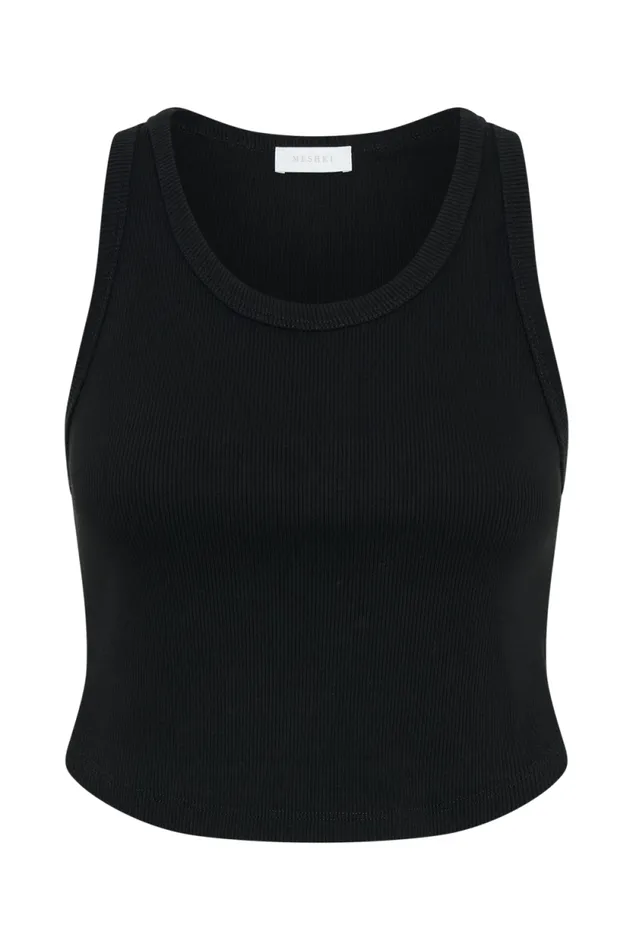 Women Meshki Tops Morgana Ribbed Tank Top 8211 Black