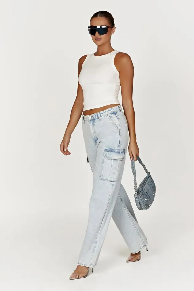 Women Meshki Tops Zanna Ribbed Tank Top 8211 White