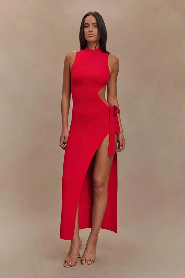 Women Meshki Two Piece Sets Stephanie Cut Out Knit Maxi Dress 8211 Red