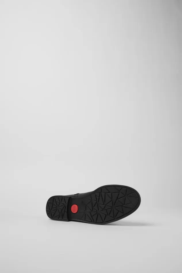 Women Mil Black Leather And Textile Black Boots Camper Boots