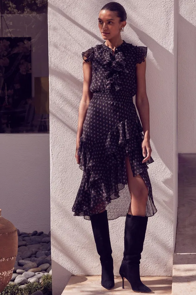 Women MISA Los Angeles Dresses ILYSA DRESS Black Lapis Eye