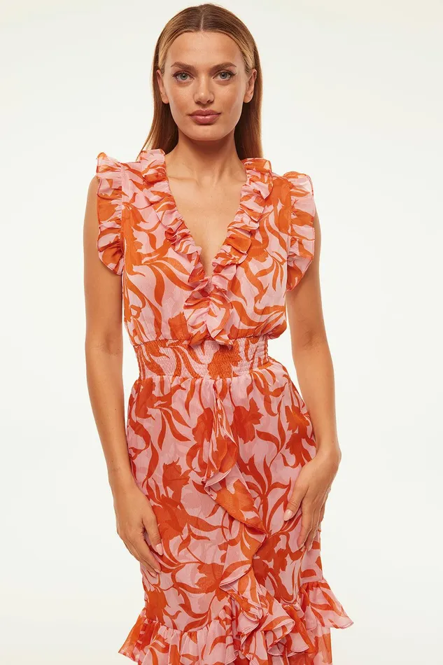 Women MISA Los Angeles Dresses KIDADA DRESS Atlas Floral Desert Rose