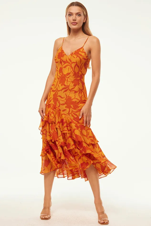 Women MISA Los Angeles Dresses MARISA DRESS Atlas Floral Persimmon