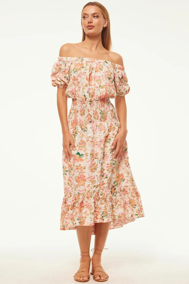 Women MISA Los Angeles Dresses PAOLA DRESS Persimmon Crinkle