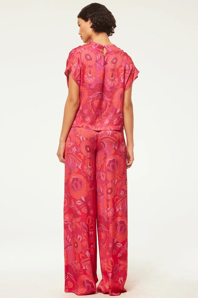 Women MISA Los Angeles Matching Sets LEMOR PANT Flora Corsica Fuchsia