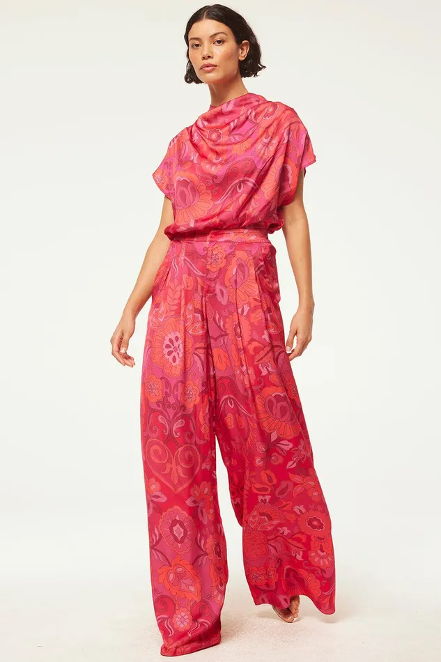 Women MISA Los Angeles Matching Sets LEMOR PANT Flora Corsica Fuchsia