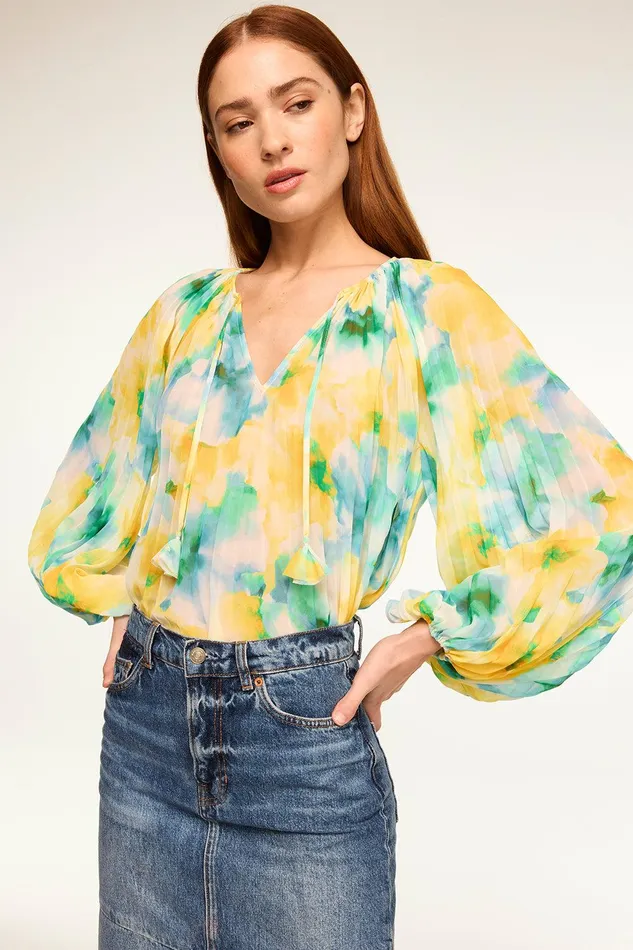 Women MISA Los Angeles Matching Sets RINA TOP Citron Watercolor