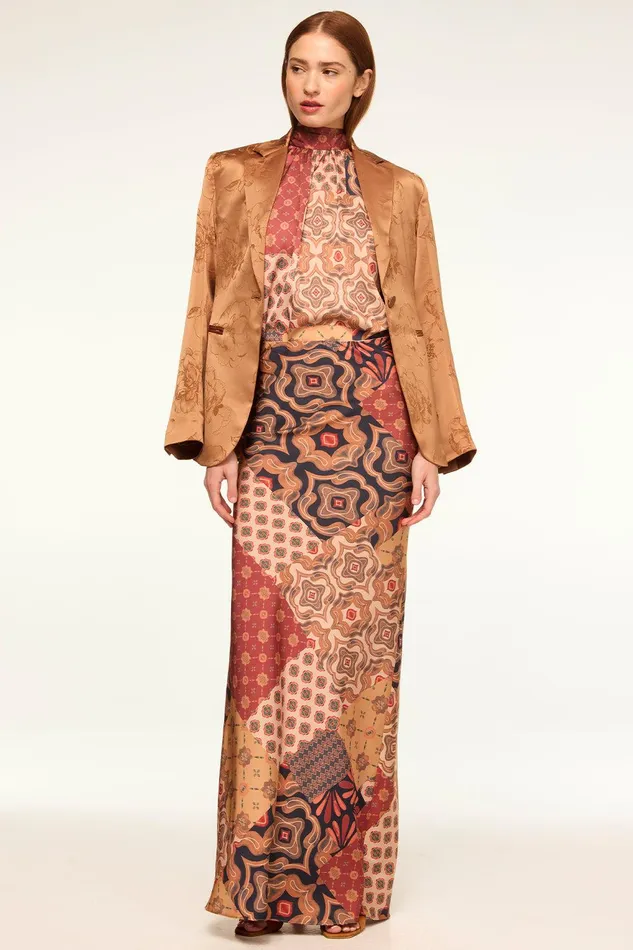 Women MISA Los Angeles Skirts and Shorts SIERRA SKIRT Surreal Patchwork Satin