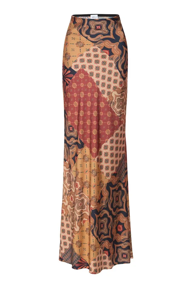 Women MISA Los Angeles Skirts and Shorts SIERRA SKIRT Surreal Patchwork Satin