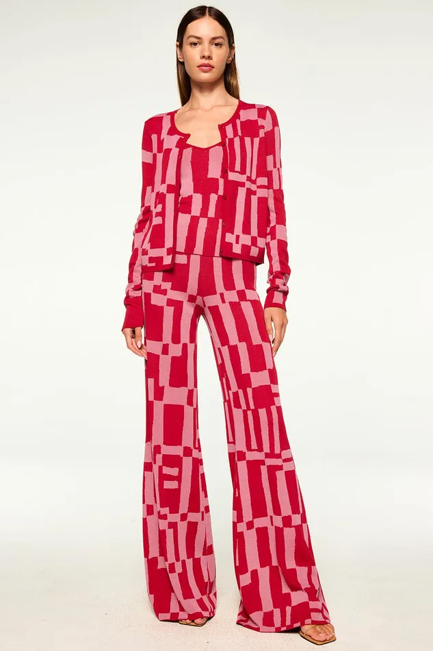 Women MISA Los Angeles Tops ELVIN CARDIGAN Pink and Red