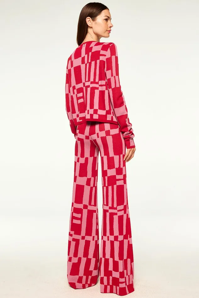 Women MISA Los Angeles Tops ELVIN CARDIGAN Pink and Red