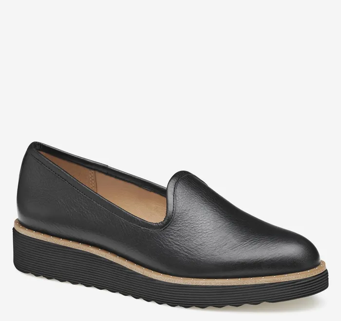 Women Mitzi Venetian Black Calfskin JohnstonandMurphy Mules and Loafers