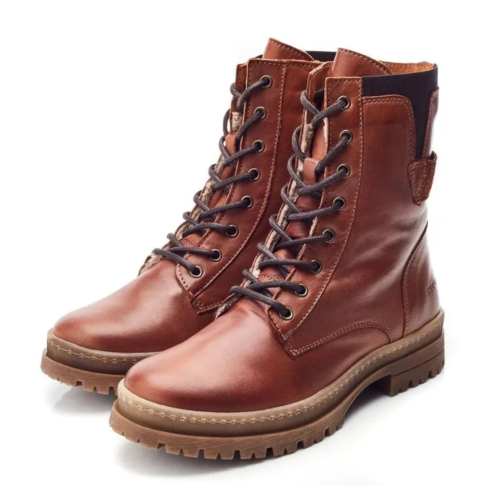 Women Moda In Pelle Chunky Boots Shoon Sh Odcombe Tan Leather