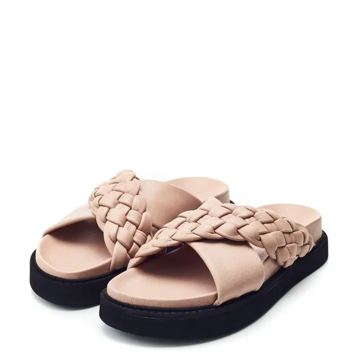 Women Moda In Pelle Flatform Sandals Shoon Sh Aimee Taupe Leather Women Moda In Pelle Flatform Sandals Shoon Sh Aimee Taupe Leather