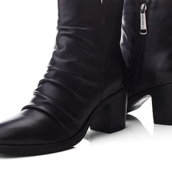Women Moda In Pelle Heeled And Wedge Boots Noula Black Leather